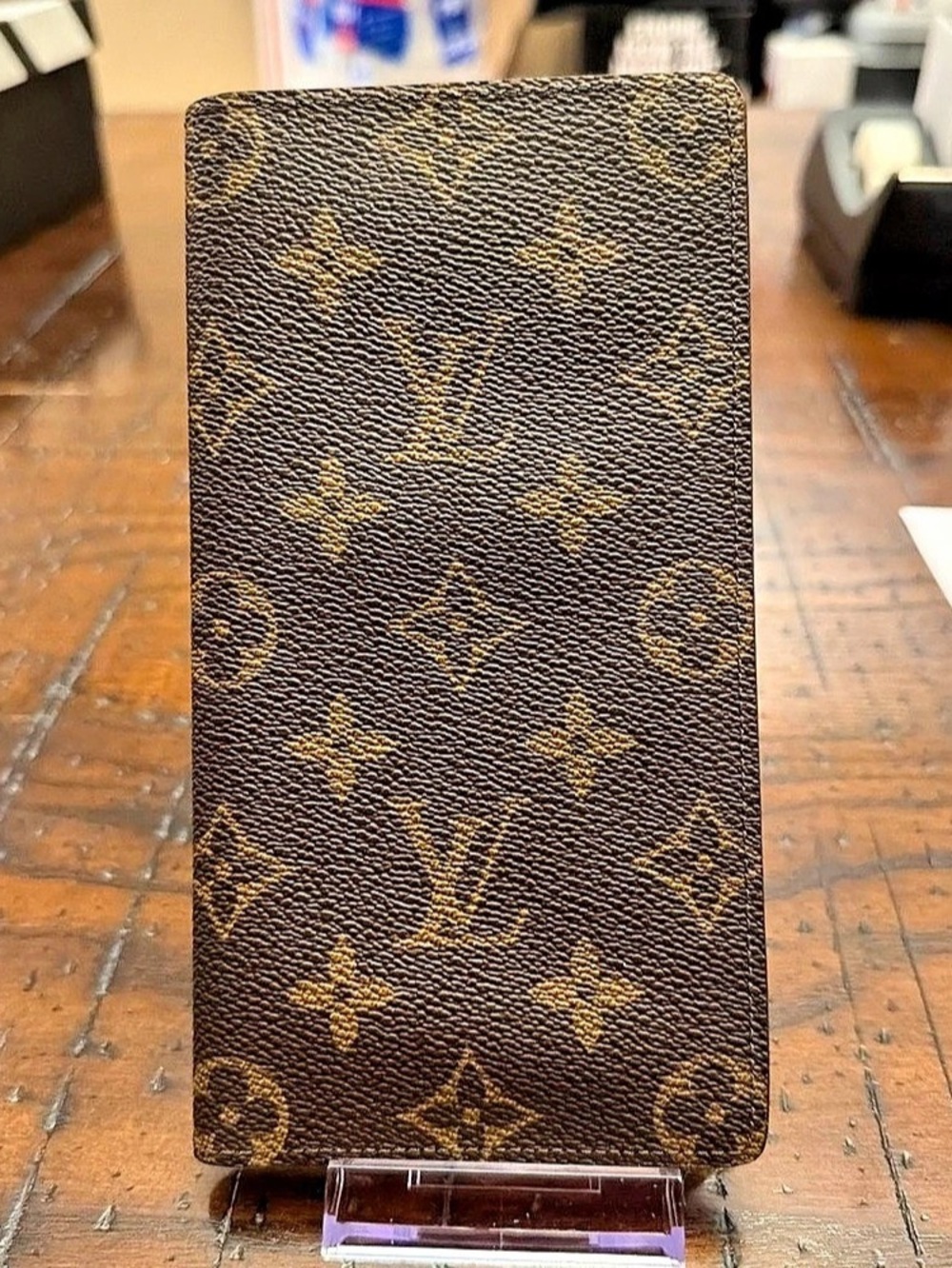 Louis Vuitton Monogram Checkbook/Money Holder Wallet in Brown